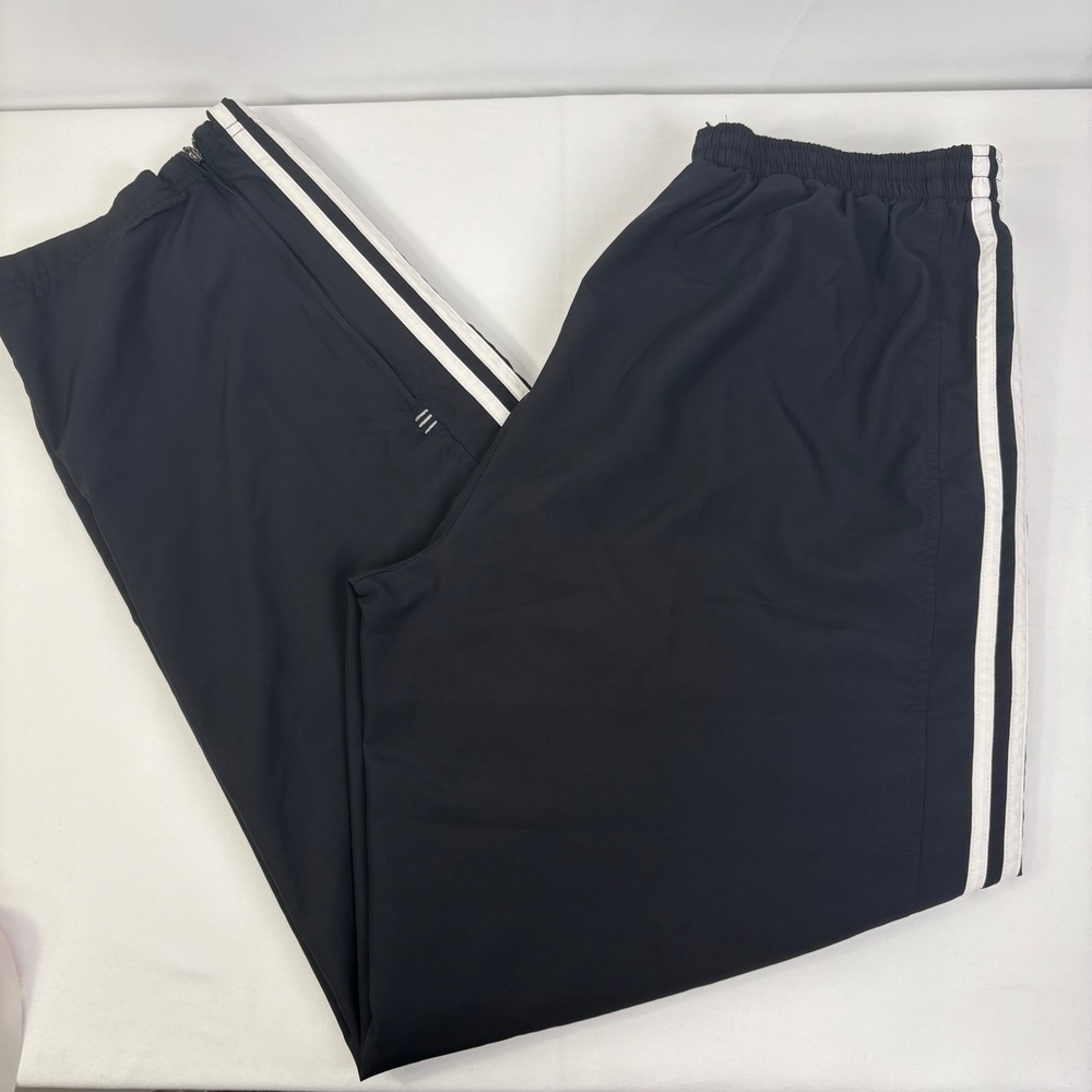 Vintage Adidas Mens Clima365 Mesh Lined 3-Stripe Track Pants Black White Y2K M